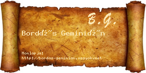 Bordás Geminián névjegykártya